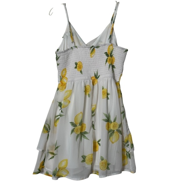 Jopra Lemon Print Tiered Mini Dress S Summer Sundress - Picture 3 of 5